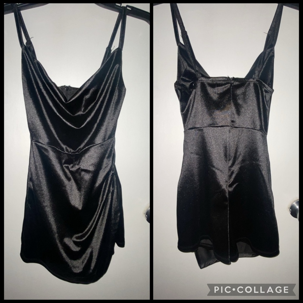 Elegant Black Satin Slip Dress
